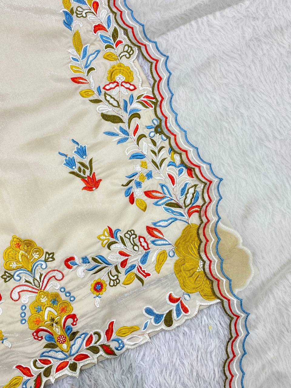 Ivory Multi Floral Embroidered Pakistani Salwar Suit