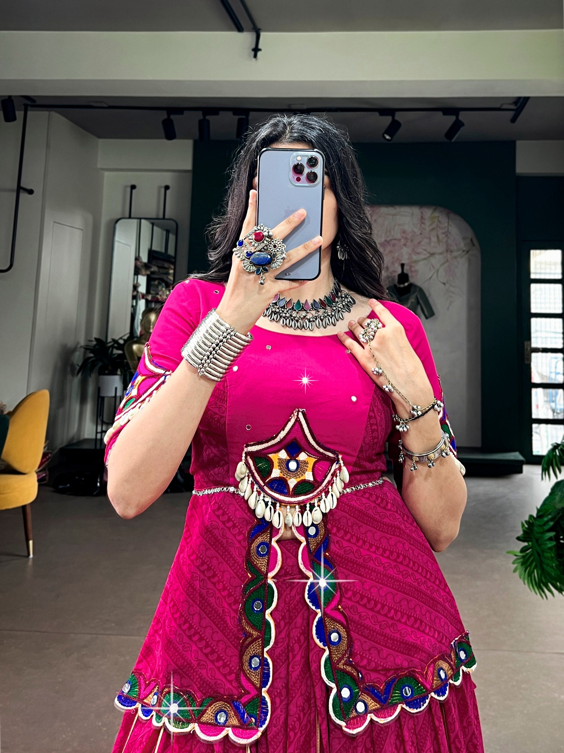 Pink Georgette Printed  With Gota Patti Lace Lehenga Choli