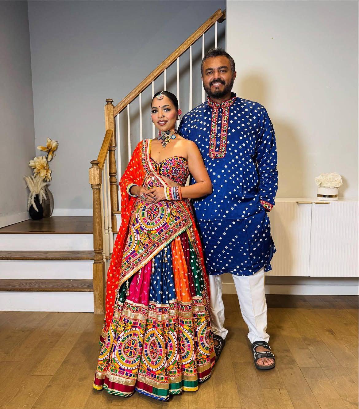 Multi Mirror Work Muslin Navratri Lehenga Choli.