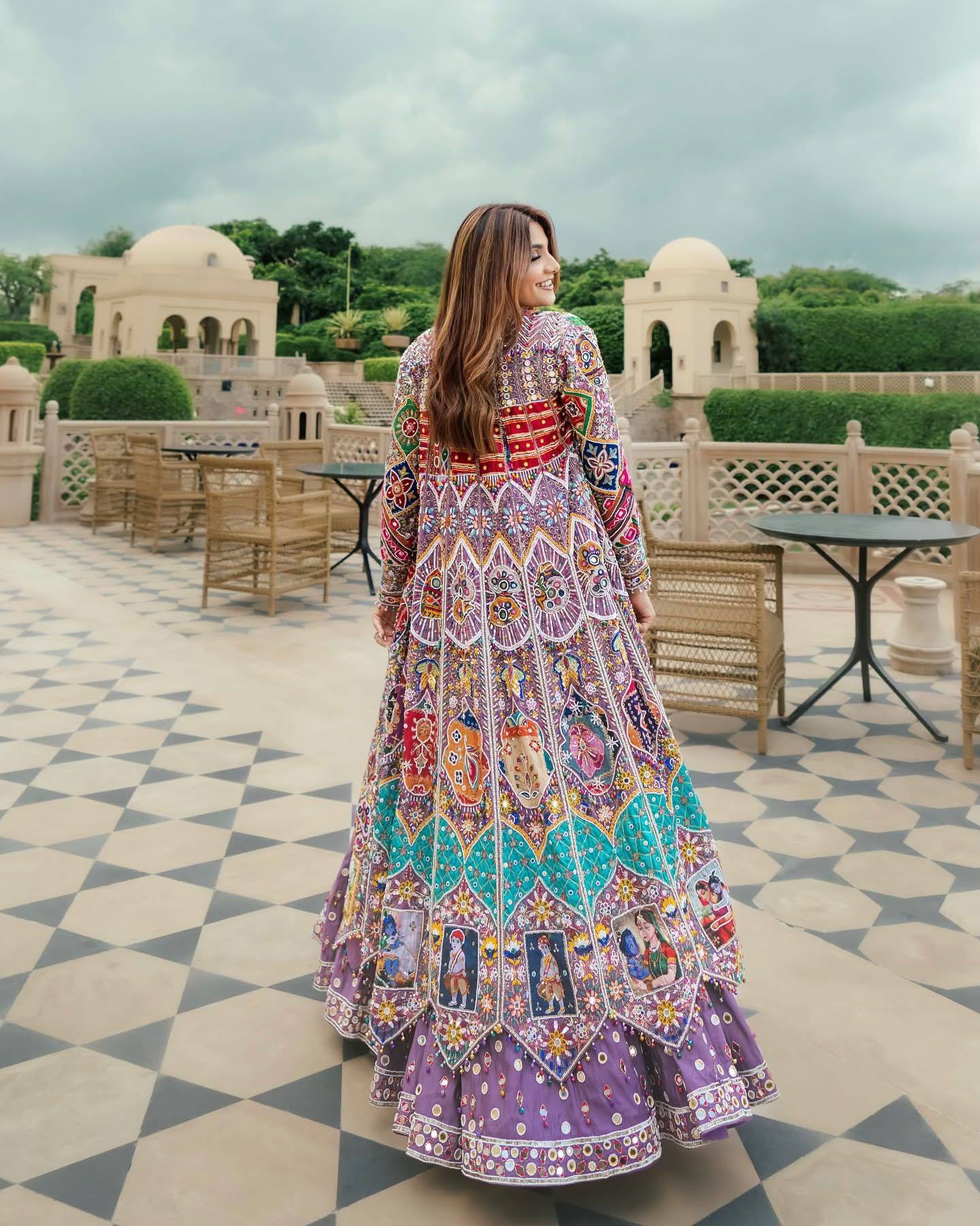 Multi Mirror Work Muslin Navratri Lehenga Choli.