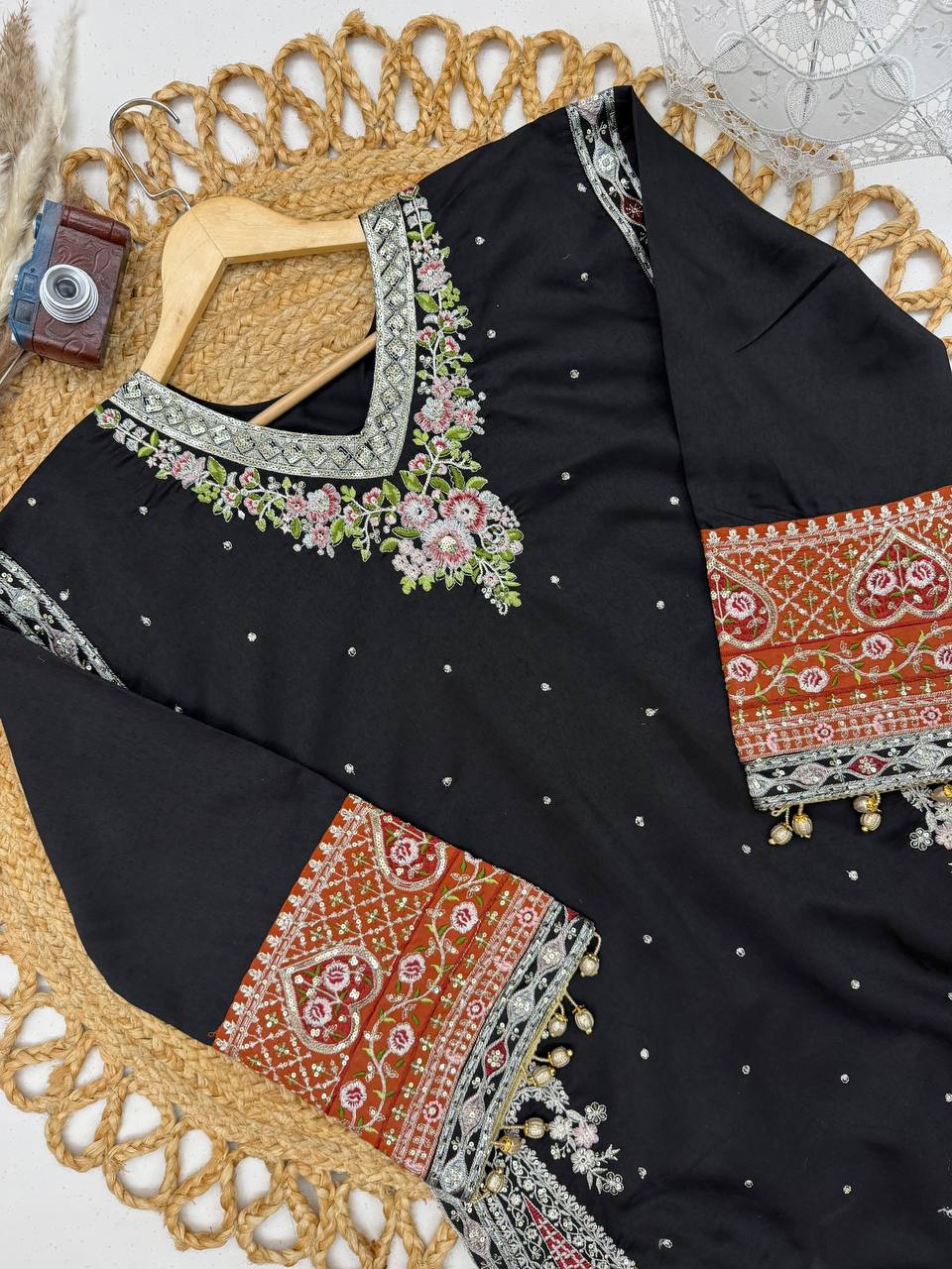 Black Embroidered Sequins Pakistani Salwar Suit