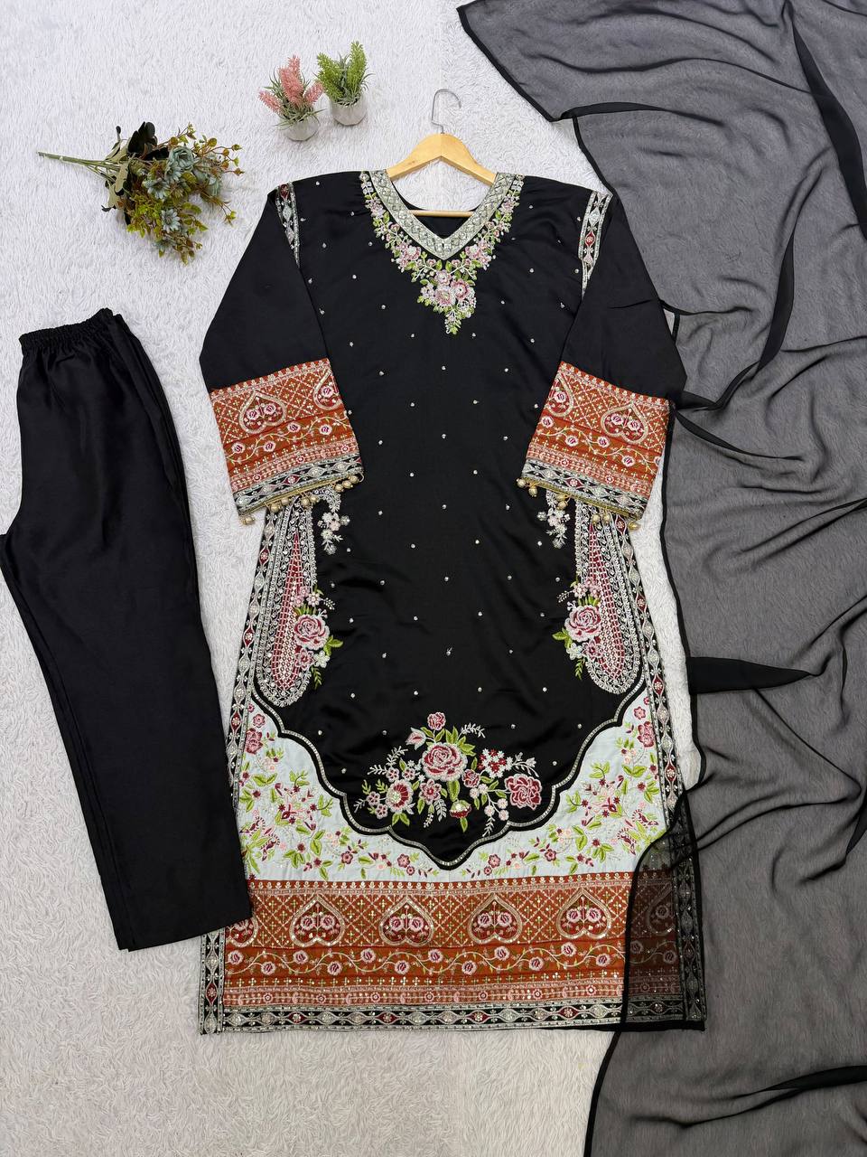 Black Embroidered Sequins Pakistani Salwar Suit