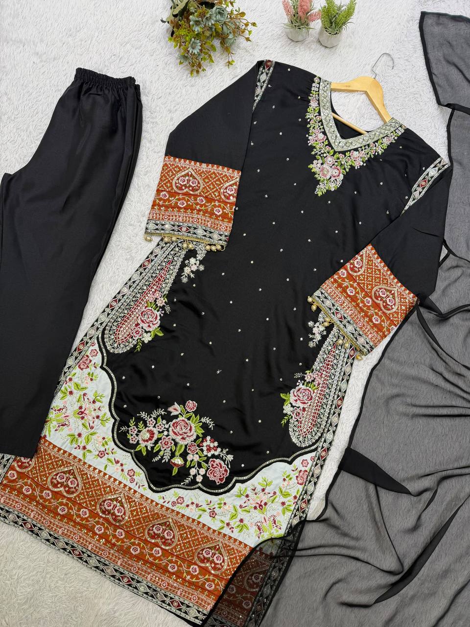 Black Embroidered Sequins Pakistani Salwar Suit