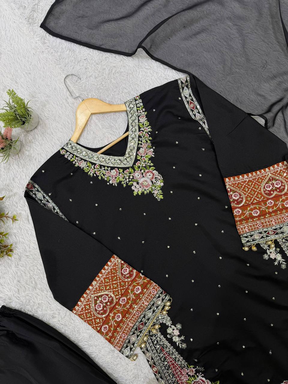 Black Embroidered Sequins Pakistani Salwar Suit