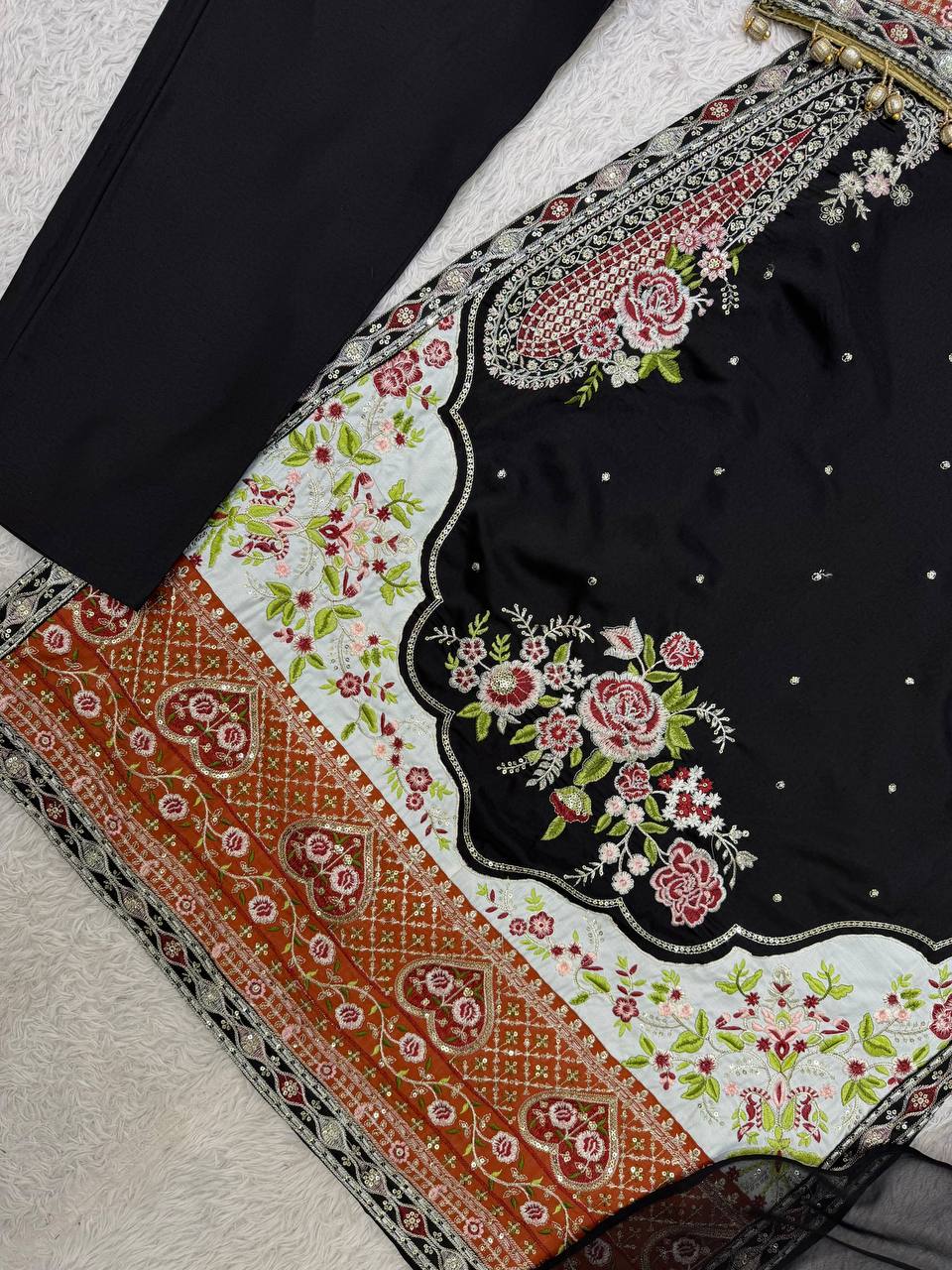 Black Embroidered Sequins Pakistani Salwar Suit