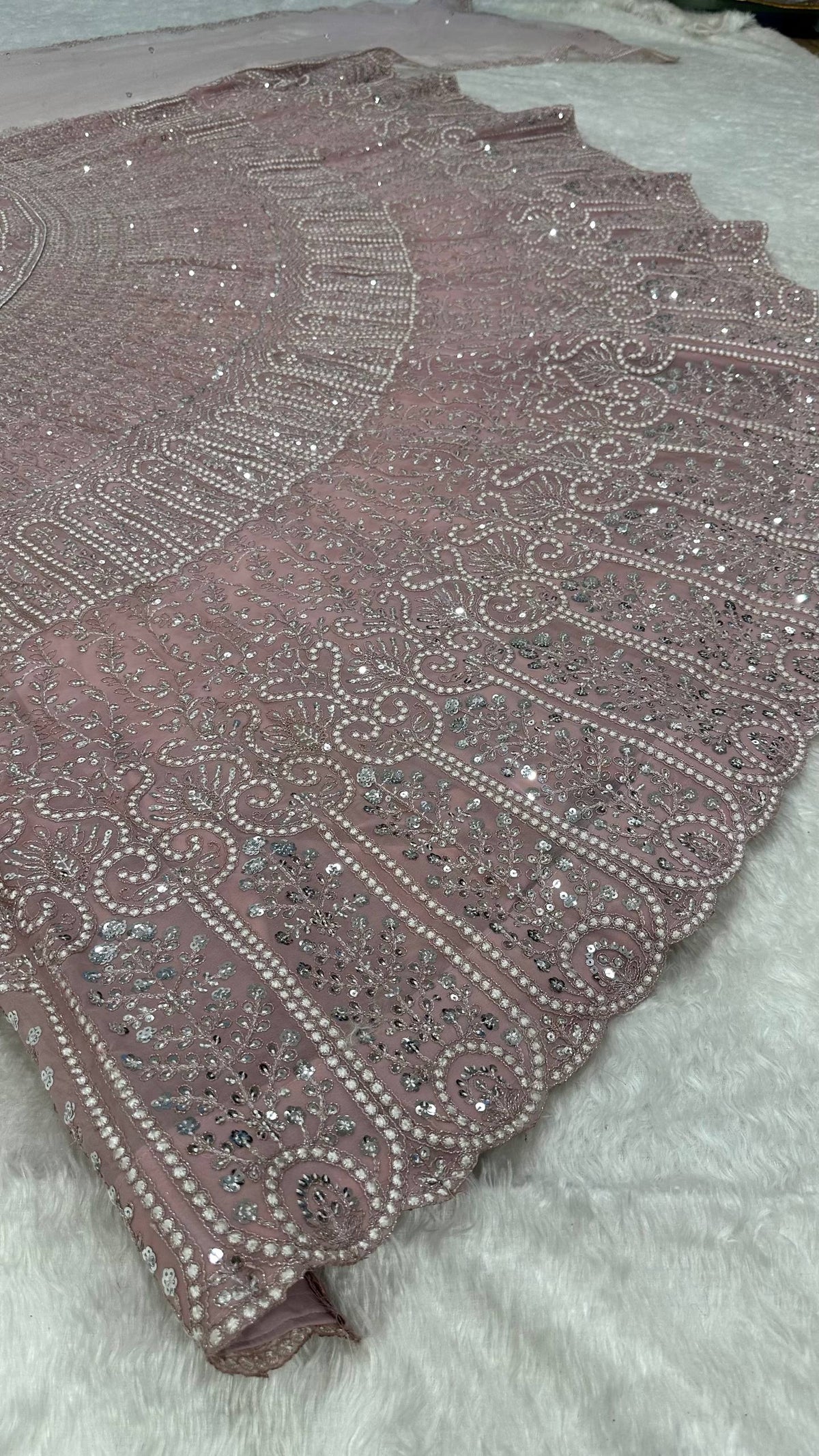 Dusty Rose Pink Sequins Work Designer Lehenga Choli