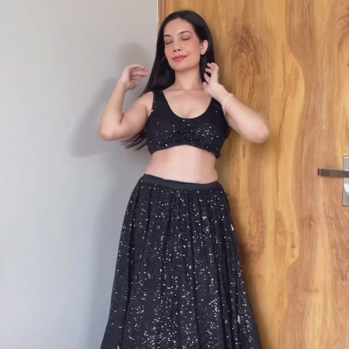 Black Color Heavy  Sequence Work  Designer Lehenga Choli