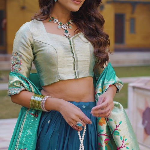 Blue Color Paithani Soft Silk Designer Traditional Lehenga Choli