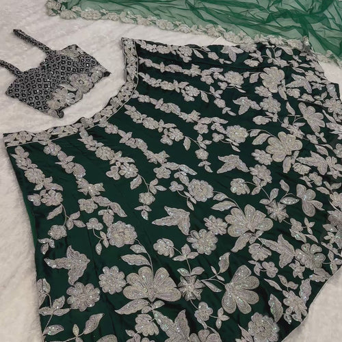 Bottle Green Color Heavy Sequence Work  Designer Lehenga Choli