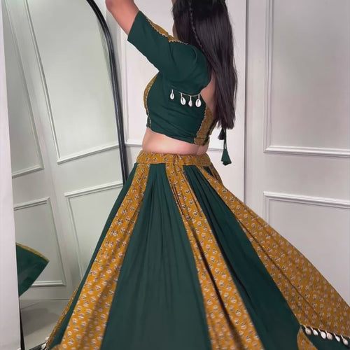 Yellow-Green Color Digital printed Navratri Lehenga Choli