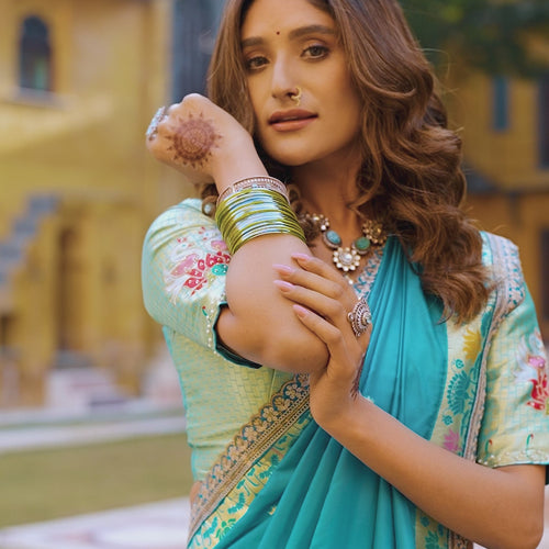 Sky Blue Color Paithani Soft Silk Designer Traditional Lehenga Choli