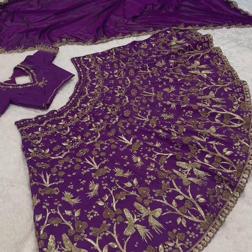 Purple Color Heavy Sequence Zari Work  Designer Lehenga Choli