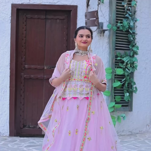 Pink Color Heavy Thread Work  Designer Lehenga Choli