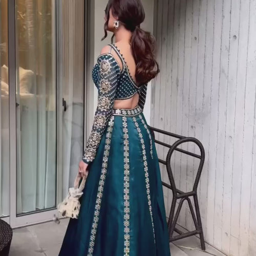 Blue Color Heavy Sequence Work Designer Party Wear Lehenga Choli