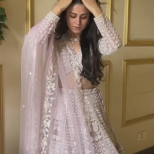 Pink Color Heavy Thread Sequence Work Designer Wedding Wear Lehenga Choli