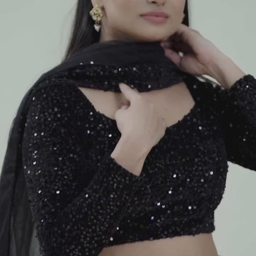 Black Color Heavy Sequence Work  Designer Lehenga Choli