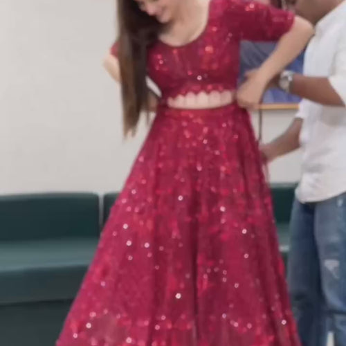 Red Color Heavy Thread With Sequence Work  Designer Lehenga Choli