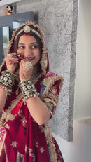 Red Color Digital Printed Muslin Cotton Navratri Lehenga Choli