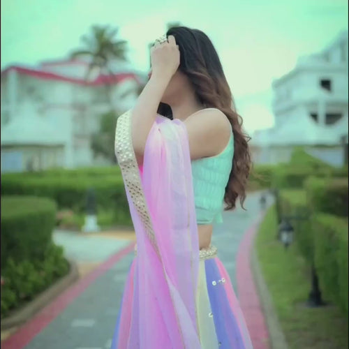 Multi Color Heavy  Sequence Work  Designer Lehenga Choli