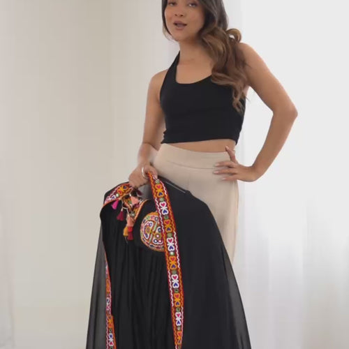 Black Color Navratri Designer Gamthi Work Rady to Wear Lehenga Set