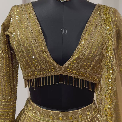 Golden Color Heavy Sequence Work  Designer Lehenga Choli