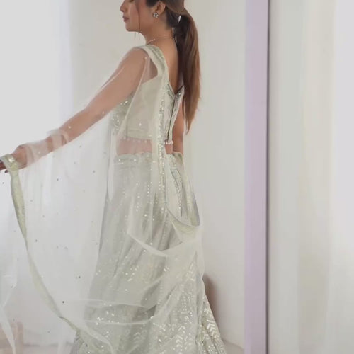 Gray Color Heavy Sequence Work  Designer Lehenga Choli