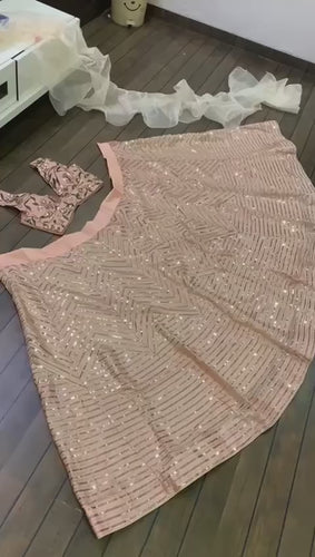 Peach Color Kasturi Silk Thread & Sequence Work Lehenga Choli