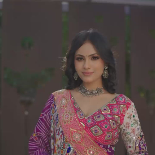 Multi Color Designer Muslin  Digital Print Mirror Work Lehenga Choli