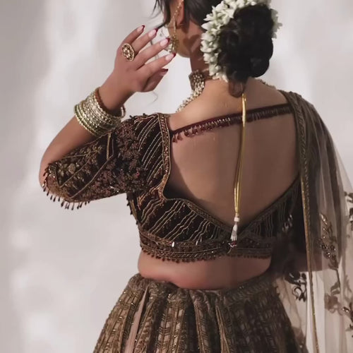 Golden Color  Heavy Thread With Sequence Work  Designer Lehenga Choli