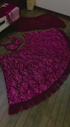 Dark Pink Color Heavy Sequence Work  Designer Lehenga Choli