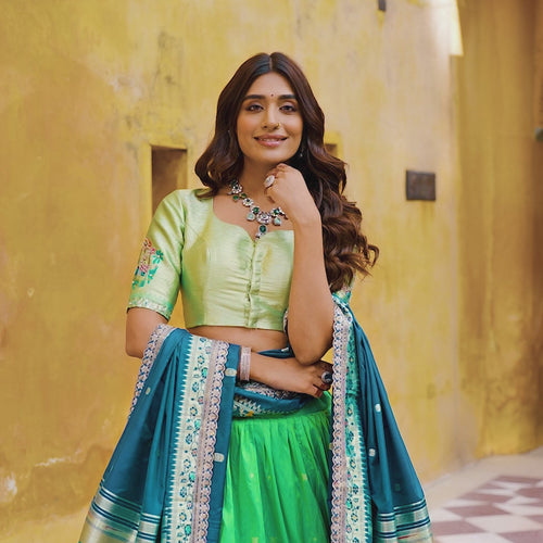 Dark Green Color Paithani Soft Silk Designer Traditional Lehenga Choli