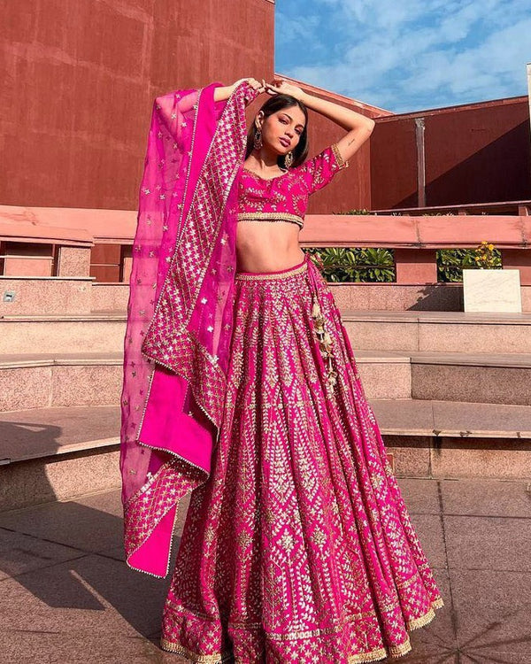 Pink Color Wedding Wear Embroidery Work Designer Lehenga Choli