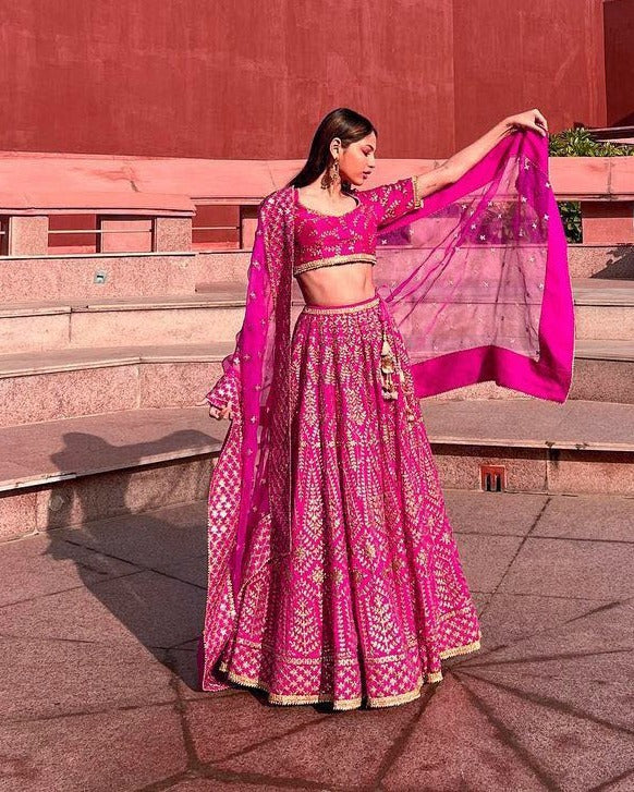 Pink Color Wedding Wear Embroidery Work Designer Lehenga Choli