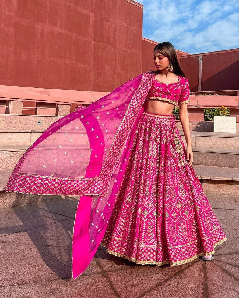 Pink Color Wedding Wear Embroidery Work Designer Lehenga Choli