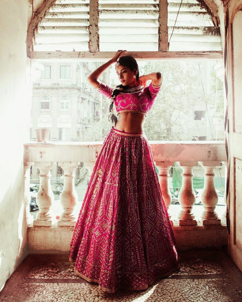 Pink Color Wedding Wear Embroidery Work Designer Lehenga Choli