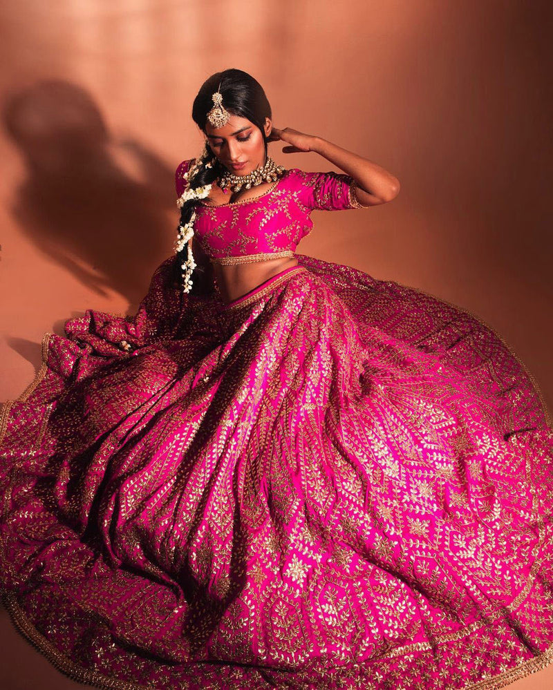 Pink Color Wedding Wear Embroidery Work Designer Lehenga Choli