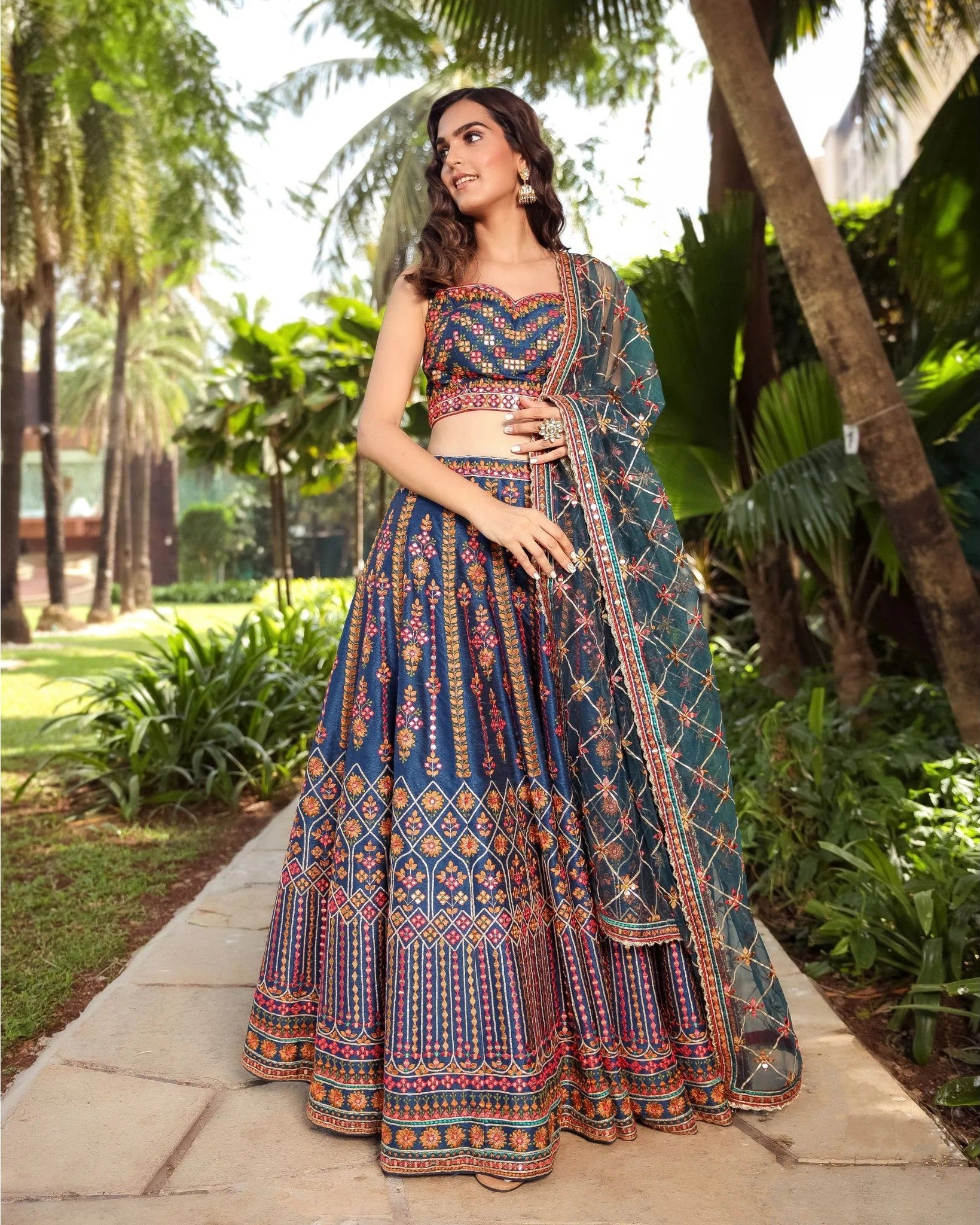 Blue Color Designer Wedding Wear Trendy Embroidery Lehenga Choli