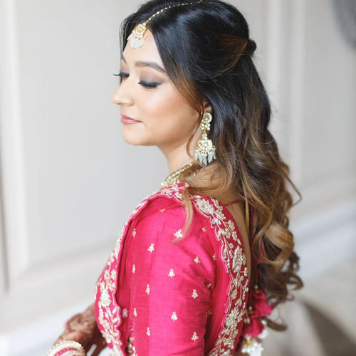 Gajri Color Satin Silk With Heavy Embroidery Work Wedding Lehenga