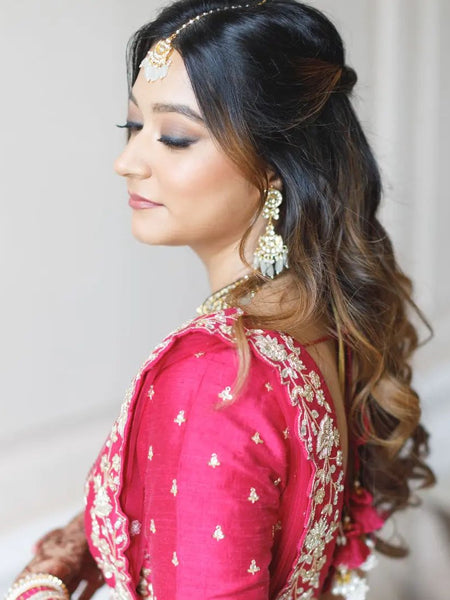 Gajri Color Satin Silk With Heavy Embroidery Work Wedding Lehenga