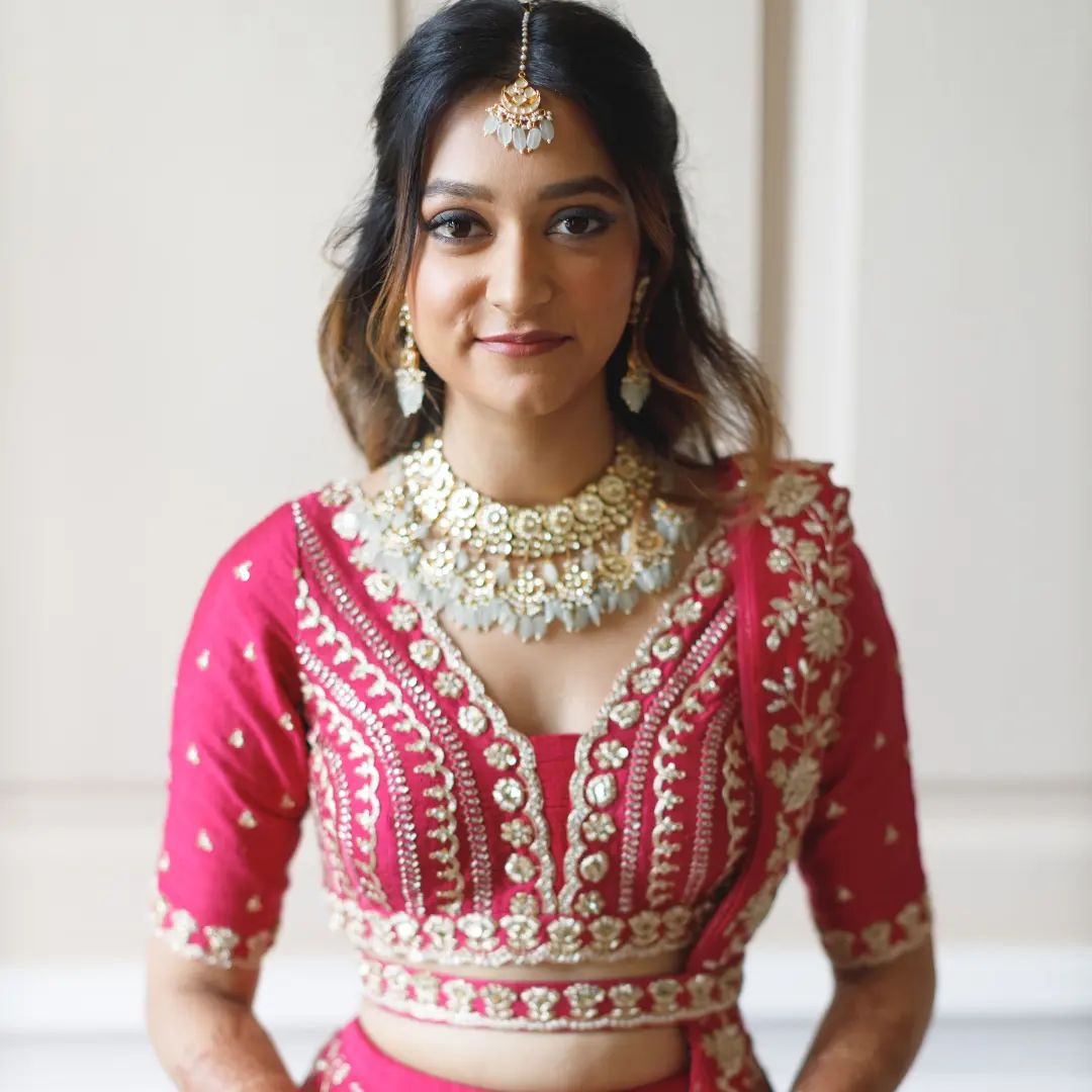 Gajri Color Satin Silk With Heavy Embroidery Work Wedding Lehenga