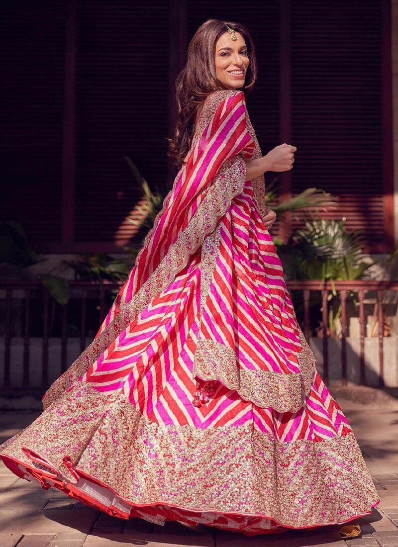 Pink Color Georgette Designer Sequence Embroidered Printed Lehenga Choli