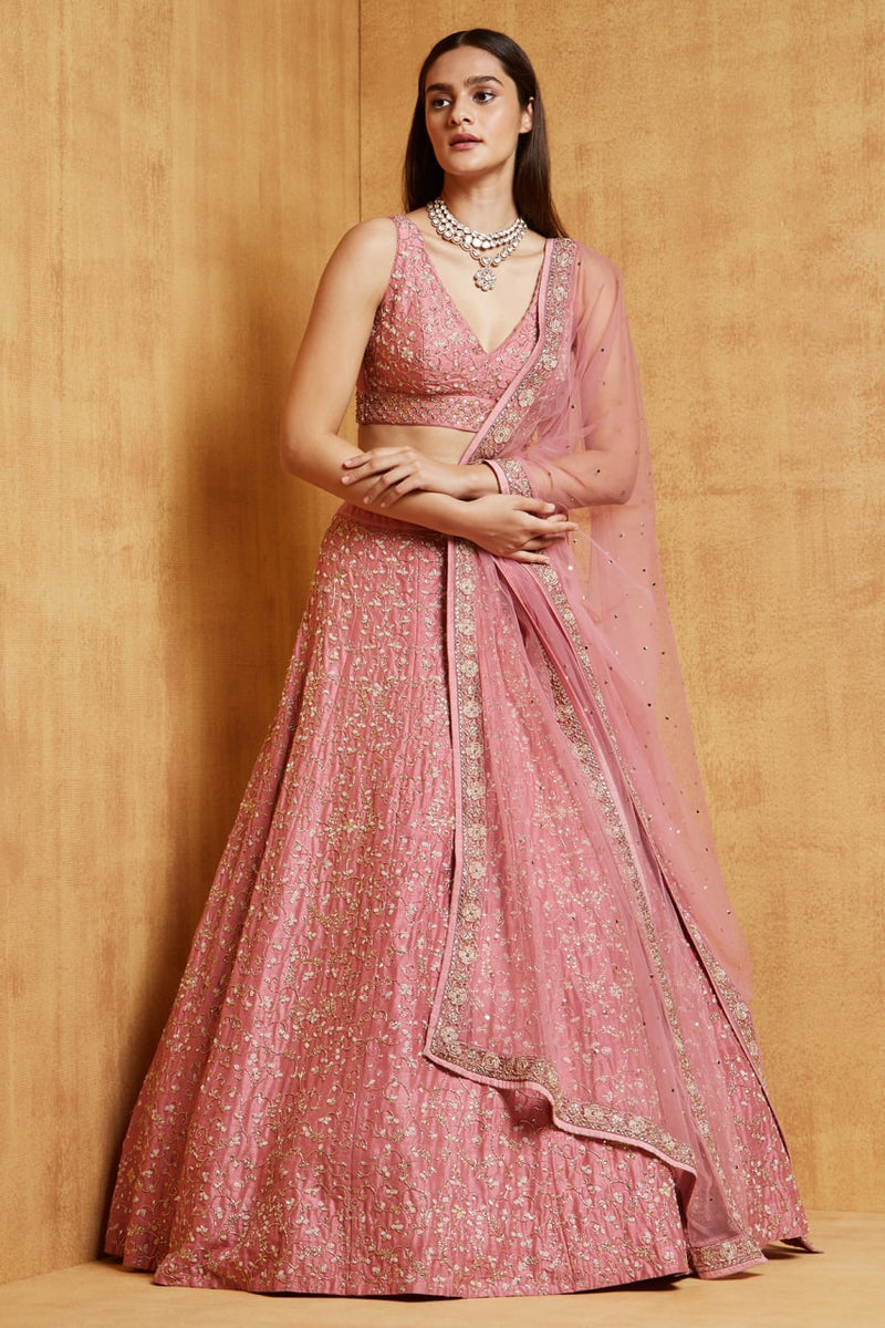 Pink Color Party Wear Heavy Silk Trendy Exclusive Embroidered Lehenga Set