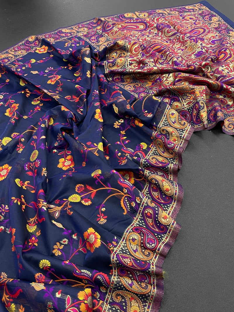 Purple Color Beautiful Kani Silk Occasional Wear Saree